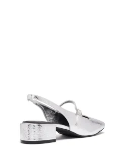Discount Therapy Shoes Becker Slingback Heel Cracked Metallic Silver
