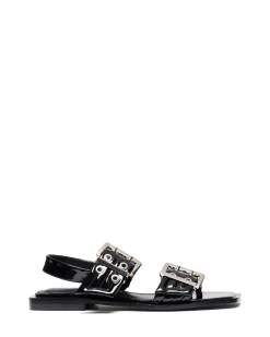 Hot Therapy Shoes Elemental Slingback Flat Sandal Patent Black