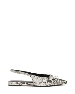 Hot Therapy Shoes Lavin Slingback Ballet Flat Snake Black/white