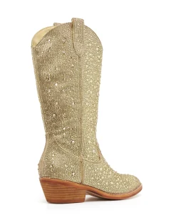 Fashion Therapy Shoes Majesty Cowboy Boot Rhinestones Gold