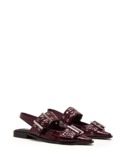 Outlet Therapy Shoes Matilda Pointed Flat Patent Croc Cherry