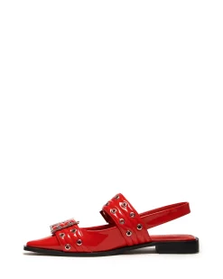 Outlet Therapy Shoes Matilda Pointed Flat Patent Red