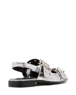 Sale Therapy Shoes Matilda Pointed Flat Cracked Metallic Silver