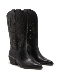 Hot Therapy Shoes Maxine Cowboy Boot Tumbled Black