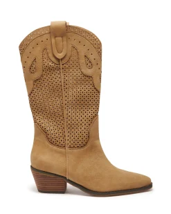 Online Therapy Shoes Maxine Cowboy Boot Nubuck Caramel