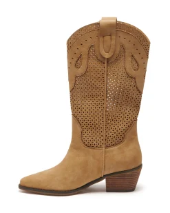Online Therapy Shoes Maxine Cowboy Boot Nubuck Caramel