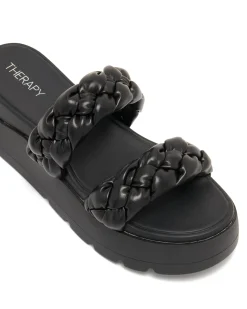 Outlet Therapy Shoes Paradise Flatform Sandal Smooth Black