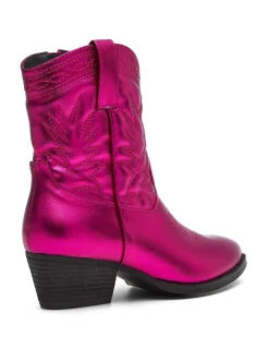 Hot Therapy Shoes Wilder Cowboy Ankle Boot Metallic Pink DeepPink